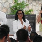 Dan banderazo Abelina López, Claudia Sheinbaum y Evelyn Salgado a “Senderos de Paz”