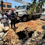 Repara Capama fuga de drenaje en la avenida Adolfo López Mateos